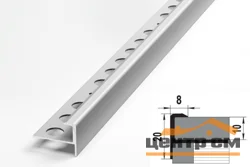 Профиль для плитки алюминиевый ПУ 13 окантовочный (10 мм) 2700 мм Цвет: Серебро анод БЕЗ индивидуальной упаковки