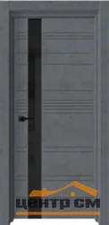 Дверь ДВЕРИ ГУД Toronto-2 ПВХ Бетон графит стекло черное (ПВХ глянец черная кромка с 2-х сторон) 60