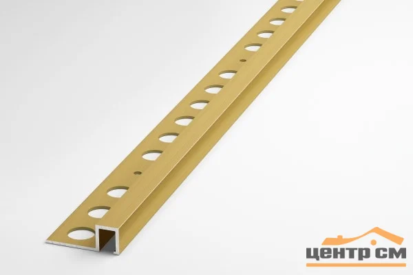 Профиль для плитки алюминиевый ПК 11-10 окантовочный (10 мм) 2700 мм Цвет: Анод золото