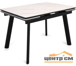 Стол Татами-2С(б), размер 120х80 (+30+30), цвет (Чёрный/МДФ/Белый мрамор/White marble)+нога №5/№84 чёрный
