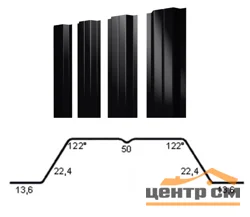 Штакетник металлический Grand Line П-образный B 0.45 мм, Drap TX RR **, ширина 100мм, длина *пог.м