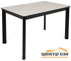 Стол Римини-2C 120х80 (+45) цвет Чёрный/МДФ+PVC Чёрный/White marble) + нога №9 (черный)