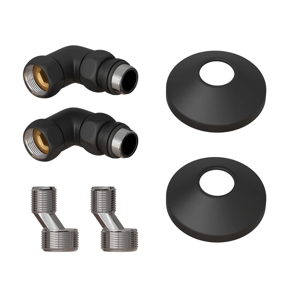 Комплект подключения для полотенцесушителя Point 3/4"х1/2" г/ш со сгоном, черный