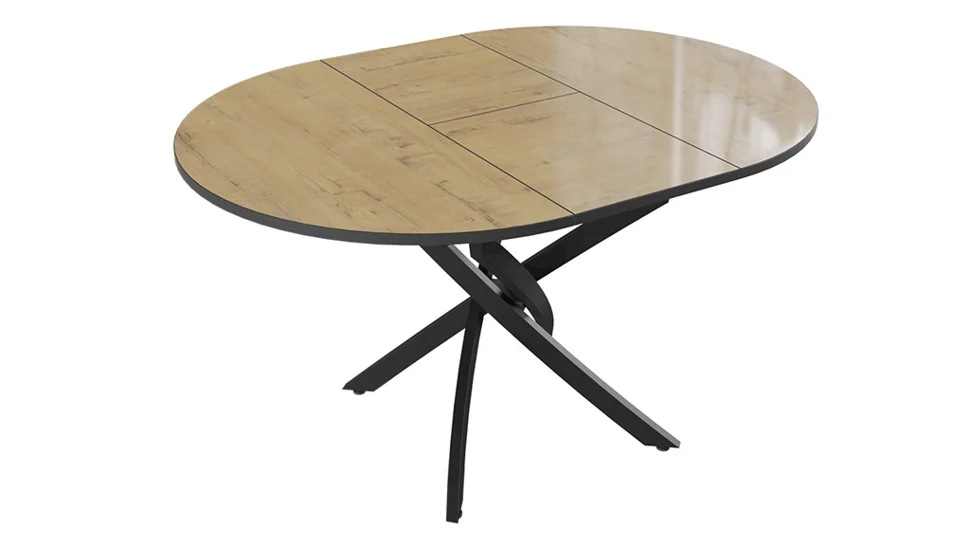 Стол обеденный Diamond раздвижной тип 3 1000*(1380)*1000*750 (Черный муар/Бунратти глянец)