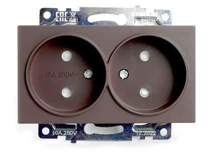 Розетка 2-местная (механизм) СП STEKKER Катрин с защитной шторкой без заземления, 250В, 10А (GLS10-7113-04) шоколад Розетка 2-местная (механизм) СП STEKKER Катрин с защитной шторкой без заземления, 250В, 10А (GLS10-7113-04) шоколад