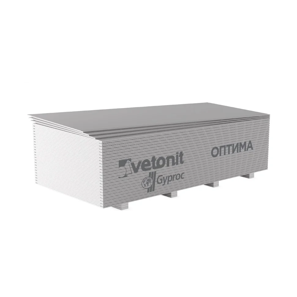 Гипсокартон ГКЛ Vetonit (Gyproc) Оптима ГСП-А-УК обычный 2500*1200*12,5 мм