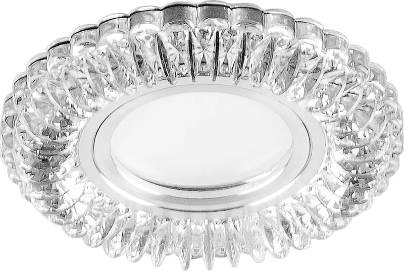 Светильник точечный Feron CD904 со светодиодной подсветкой 15LED*2835 SMD 4000K, MR16 12V 50W G5.3, прозрачный, хром