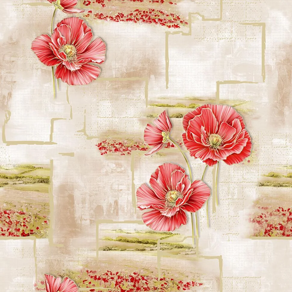 Обои Саратовские бумажные моющиеся С3В гр.2 Маки 02 10,05*0,53