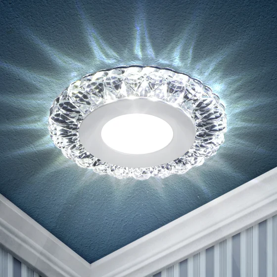 Светильник точечный ЭРА DK LED 16 SL/WH светодиодный круглый белая подсветка 3+3W прозрачный/белый