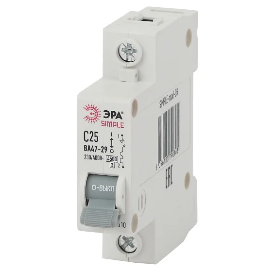 Выключатель автоматический ЭРА SIMPLE 05 ВА 47-29 1P 25А кривая C 4,5кА