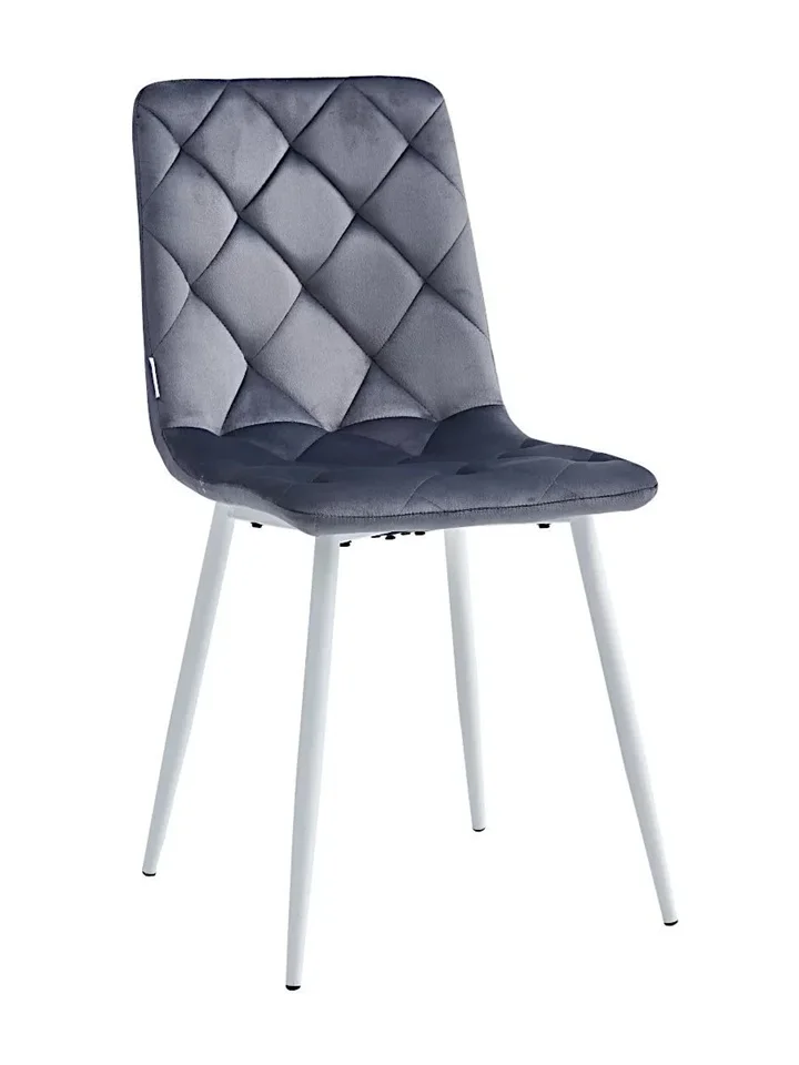 Стул LAZARE (DC210) ТЕМНО-СЕРЫЙ#G62-40 велюр, каркас белый (00-00003287)
