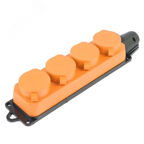 Розетка переносная 4-местная с заземлением 250В, 16А, IP44, оранжевый, RST16-24-44-5 STEKKER Одри