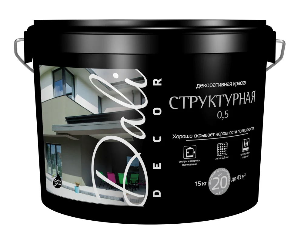 Краска декоративная Dali-Decor "Структурная 0,5" белая, 15кг