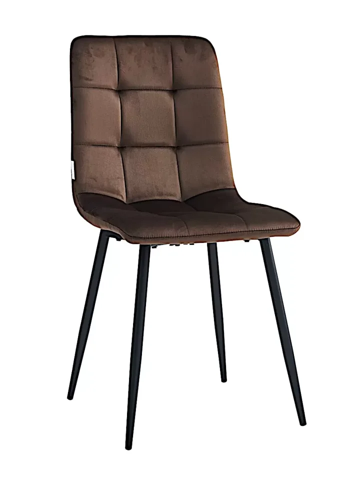 Стул CHILE ГОРЬКИЙ ШОКОЛАД-G62-10 велюр, каркас металл черный КРУГЛЫЙ, DC209 Стул CHILE ГОРЬКИЙ ШОКОЛАД-G62-10 велюр, каркас металл черный КРУГЛЫЙ, DC209
