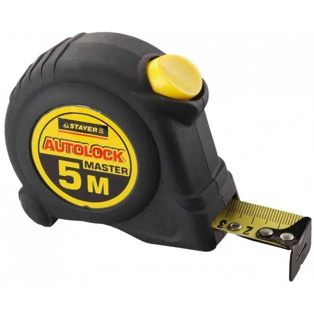 Рулетка 5м*25мм STAYER "MASTER" AUTOLOCK, корпус с резиновым напылением, автостоп