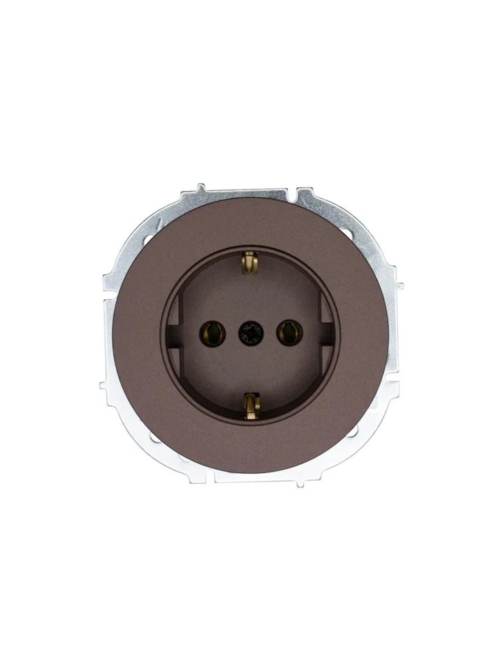 Розетка 1-местная СП Lezard OSEN с заземлением, шоколад Розетка 1-местная СП Lezard OSEN с заземлением, шоколад