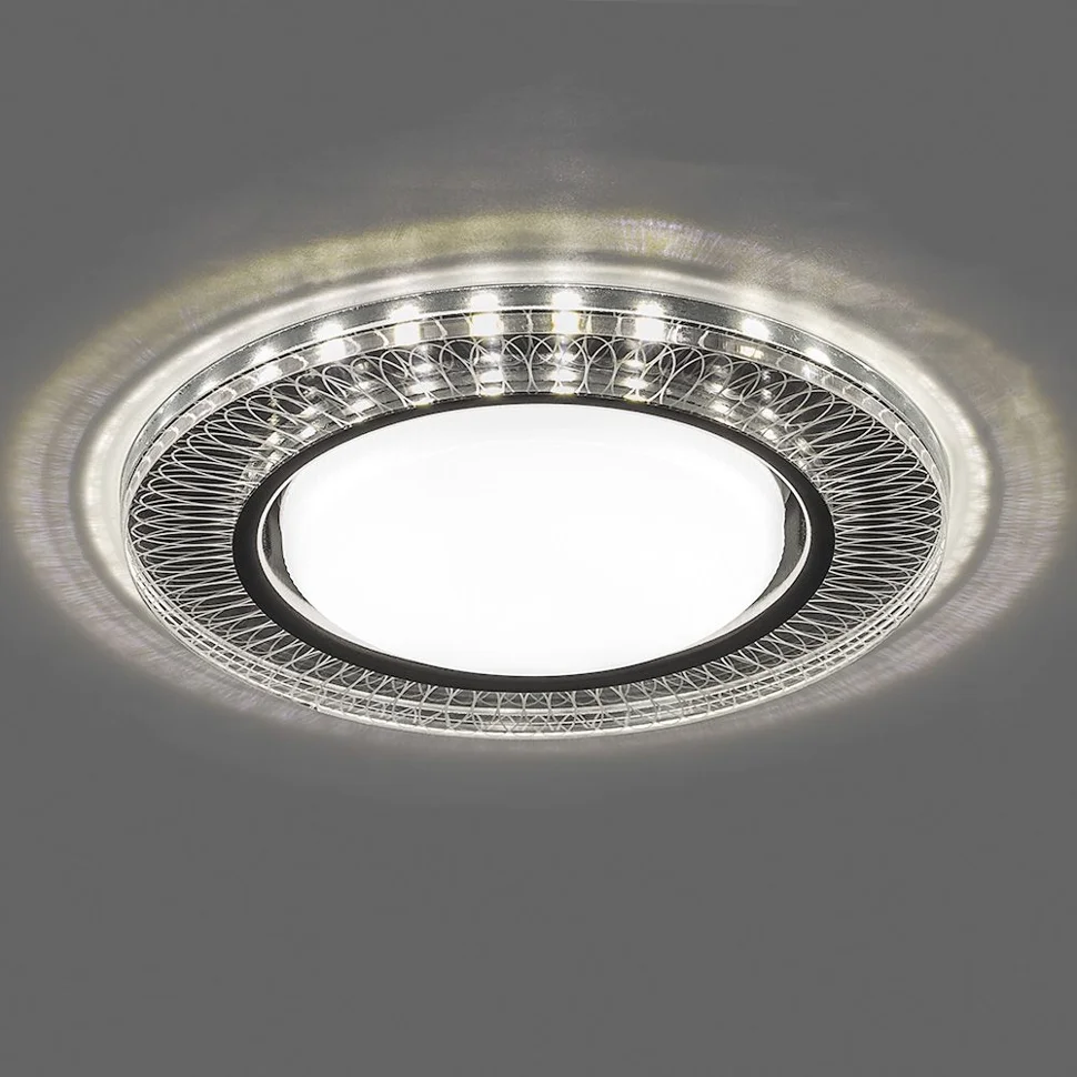 Светильник точечный Feron CD4038 со светодиодной подсветкой 20LED*2835 SMD 4000K, 15W GX53, прозрачный, хром