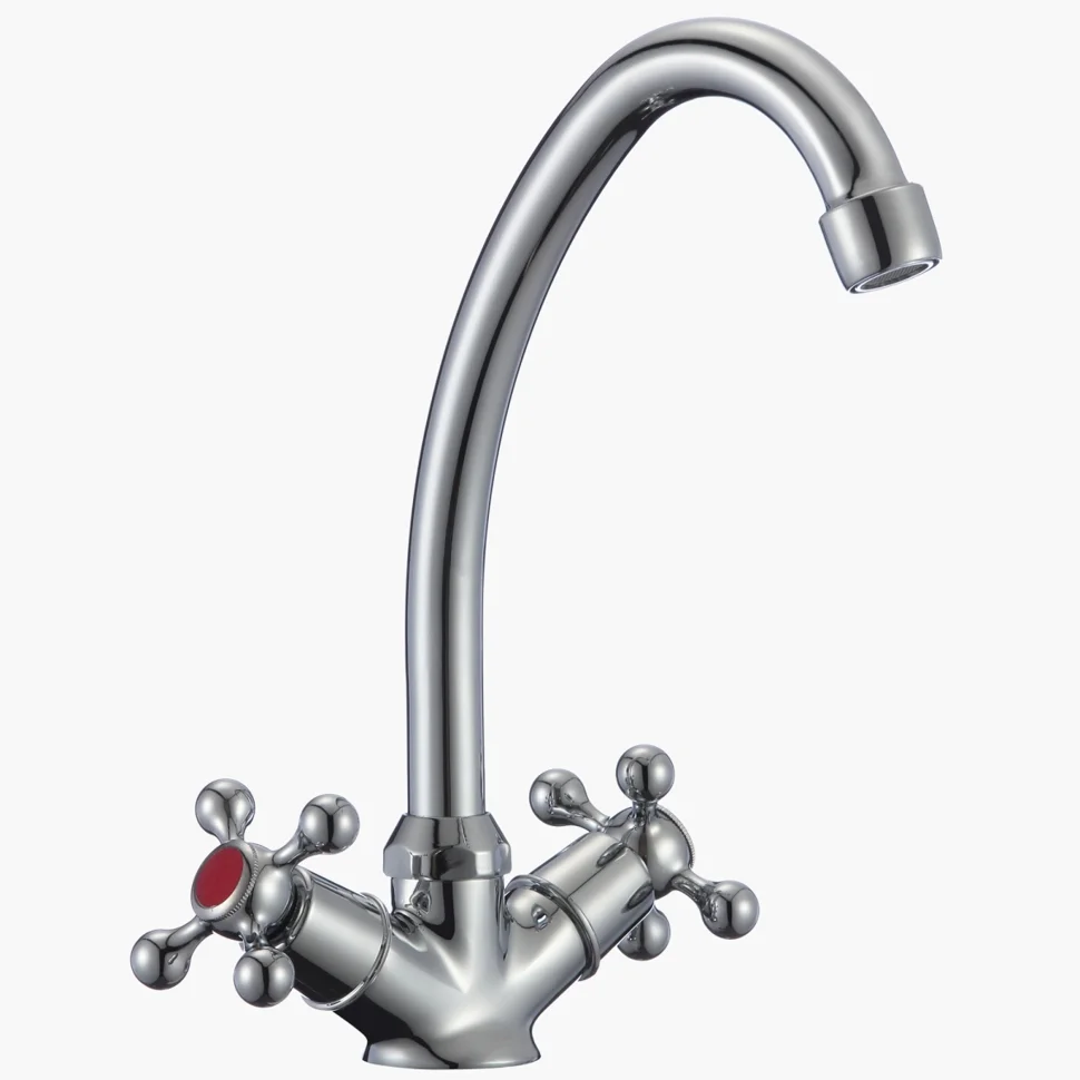 Смеситель ELEANTI Opal для мойки двуручный, латунь, длина излива 15,5 см, шпилька