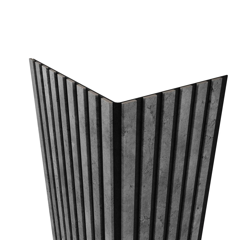 Панель акустическая гибкая ARTIVA, черный войлок, 1200х600х9мм, рейки МДФ 25х6мм, бетон
