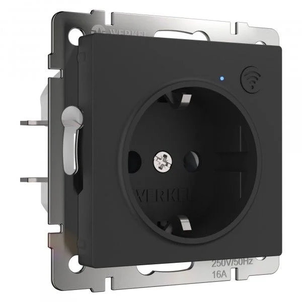 Розетка 1-местная СП Werkel Wi-Fi с заземлением, черный матовый, W1171608