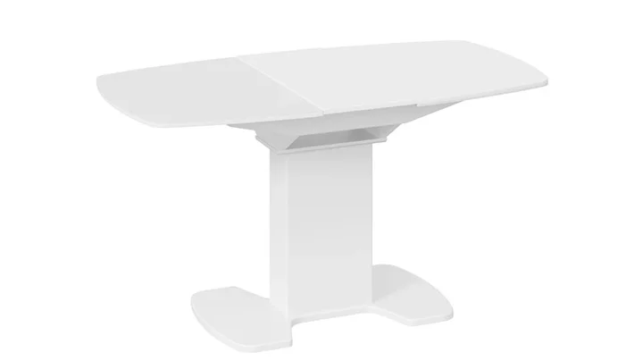 Стол обеденный "Портофино" раздвижной 1100*(1415)*750*750 (Белый глянец/Стекло белое)