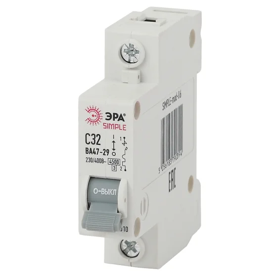 Выключатель автоматический ЭРА SIMPLE 06 ВА 47-29 1P 32А кривая C 4,5кА