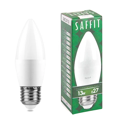 Лампа светодиодная 13W E27 230V 4000K 1070Лм (белый) Cвеча (C37) SAFFIT, SBHP1050