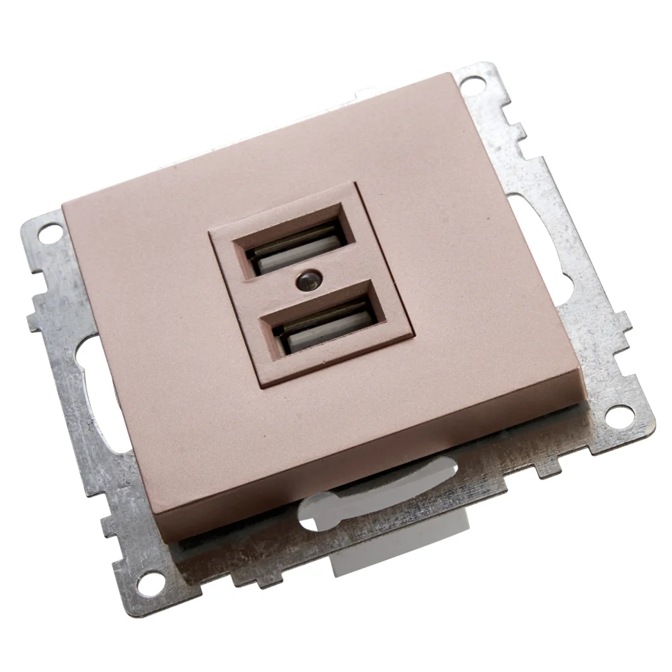 Розетка USB 2-местная (механизм) СП Stekker Катрин 250В, 2,4А (GLS10-7115-02) шампань