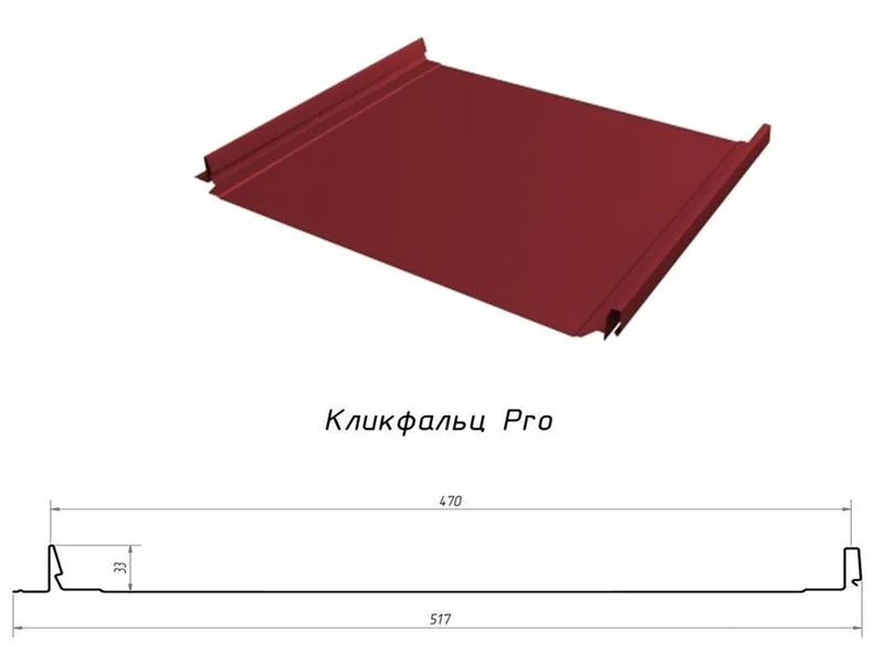 Кликфальц Pro NEW Grand Line 0,5мм оцинкованный(Тип), 0.517*м2