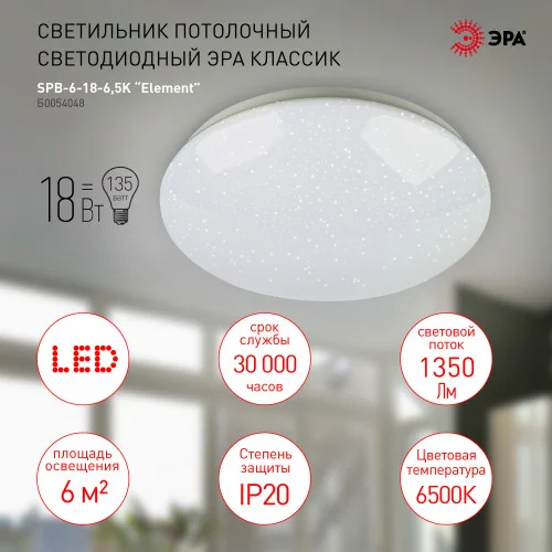 Светильник светодиодный ЭРА 18Вт 6500K Element SPB-6-18-6,5K