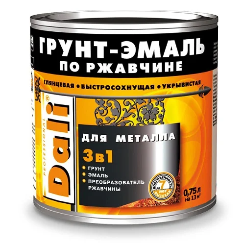 Грунт-эмаль по ржавчине 3 в 1 винно-красный (RAL 3005) 0,75л DALI