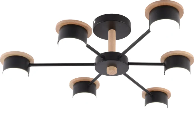 Люстра Citta 4471-6 BK+WOOD, 6хGX53/15W (67*67*17)