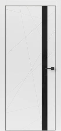 Дверь UBERTURE TAMBURAT LIGHT GEOMETRY Модель 4304 стекло Lacobel черный, Лофт белый 60, кромка ABS черная