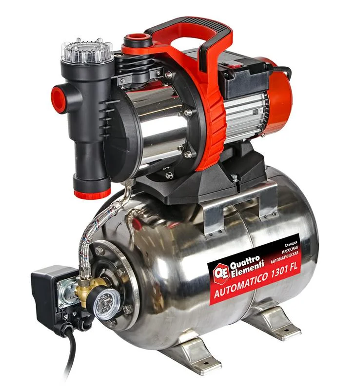Станция насосная QUATTRO ELEMENTI Automatico 1301 FL Inox (1300 Вт, 4600 л/ч, для чистой, 50 м, 16,2 кг)