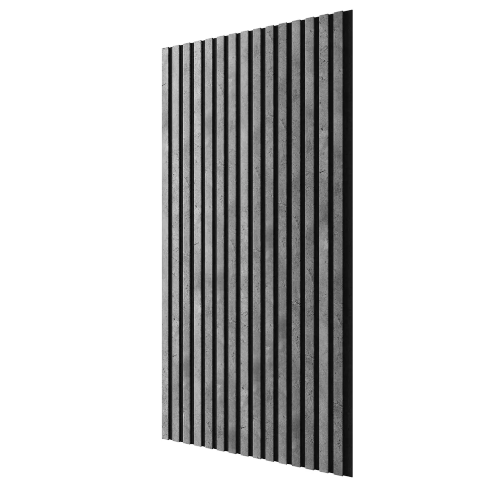 Панель акустическая гибкая ARTIVA, черный войлок, 1200х600х9мм, рейки МДФ 25х6мм, бетон