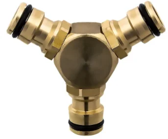 Штуцер для шланга соединитель БРС папа - тройник, латунь, QUATTRO ELEMENTI