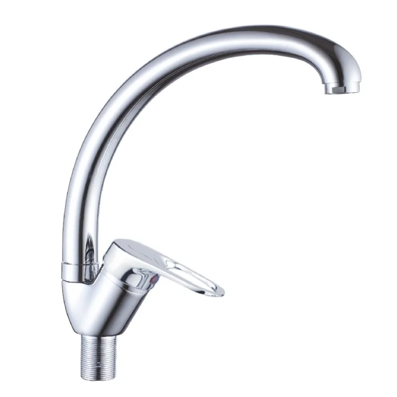 Смеситель Cron CN4137-2 для кухни однорычажный, высокий поворотный излив, на гайке, хром