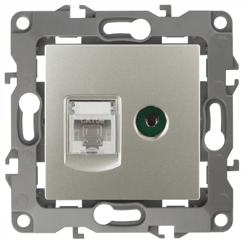 Розетка информационная+TV (RJ45+TV), Эра12, IP20, перламутр, арт.12-3110-15