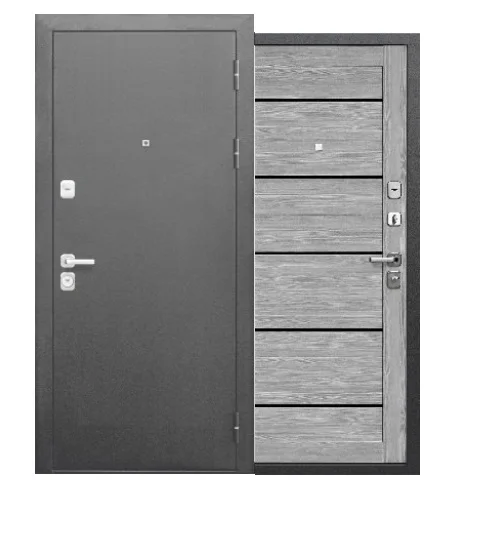 Дверь мет. FERRONI 9см 860х2050 "Пр" Серебро/дымчатый дуб царга