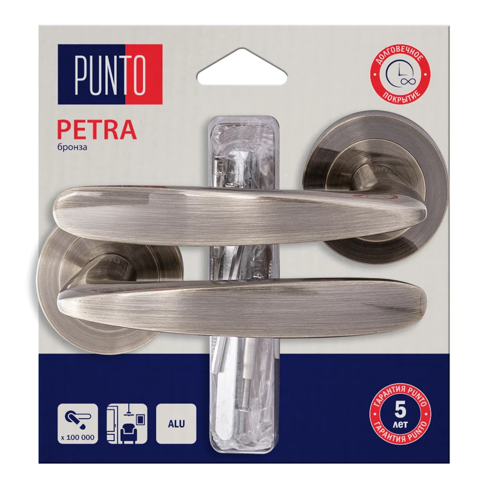 Ручка дверная PUNTO LM/A R.TLK52.PETRA/HD ABG-6 бронза
