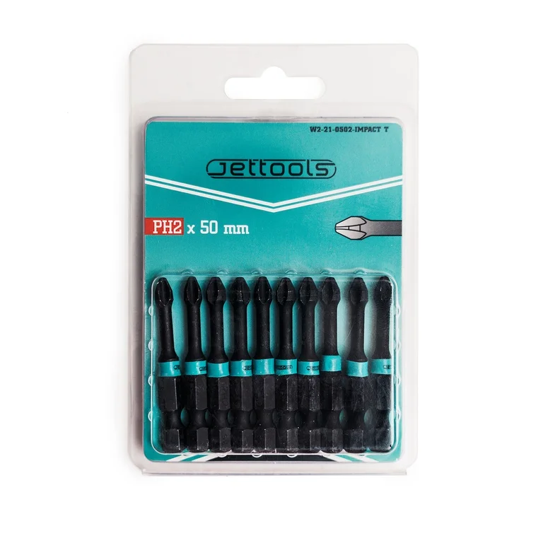 Биты торсионные, ударные высокомагнитные 50PH2, 10 шт, JETTOOLS Torsion Impact, для больших нагрузок