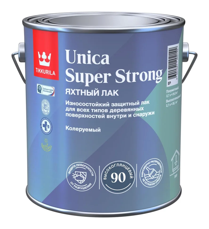 Лак универсальный высокоглянцевый TIKKIVALA Unica Super Strong EP 2,7л