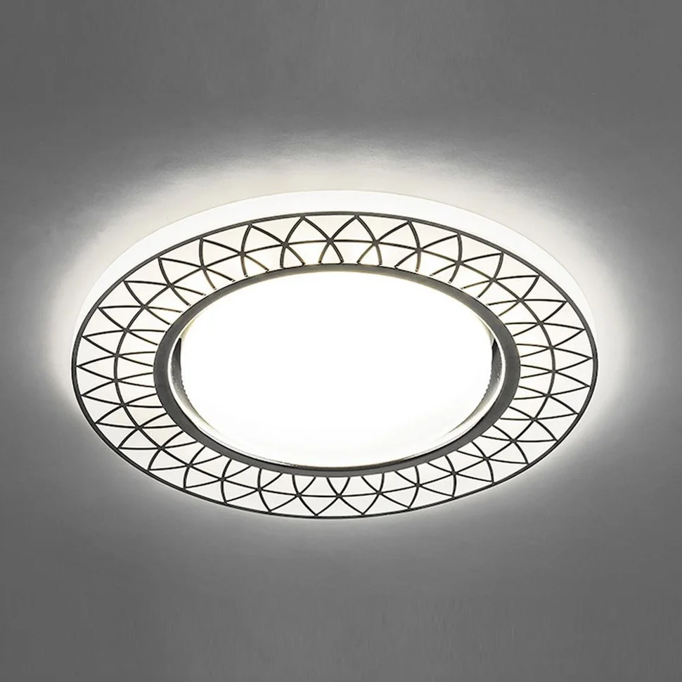 Светильник точечный Feron CD9914 со светодиодной подсветкой 20LED*2835 SMD 4000K, 15W GX53, матовый белый, хром