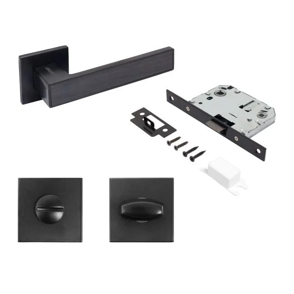 Комплект ручка и защ с фикс АЛЛЮР АРТ "ЛАНА" BL/BL +L7050S BL+BK-S2 BL(86150/S7050) матовый черный