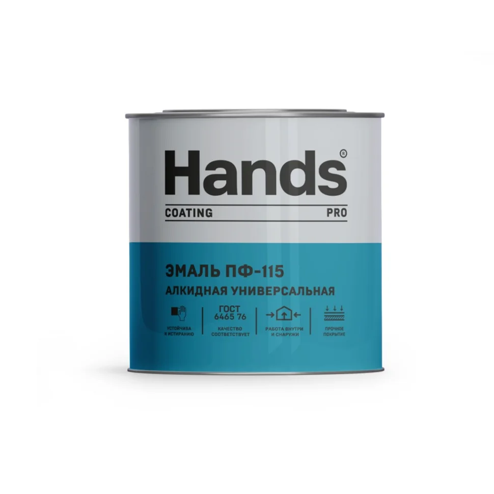 Эмаль ПФ-115 черная 0,8кг Hands Coating PRO ГОСТ 6465-76