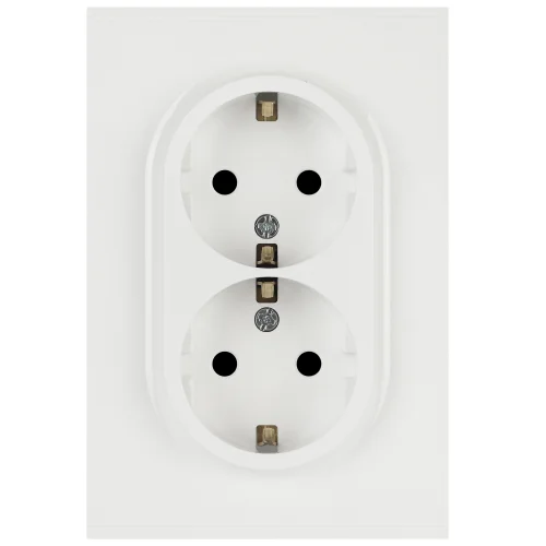 Розетка 2-местная СП ЭРА Arktik 2X2P+E Schuko с заземлением и шторками 16А-250В белый арт.16-2105-01