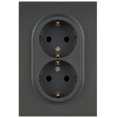 Розетка 2-местная СП ЭРА Arktik 2X2P+E Schuko с заземлением и шторками 16А-250В графит арт.16-2105-06 Розетка 2-местная СП ЭРА Arktik 2X2P+E Schuko с заземлением и шторками 16А-250В графит арт.16-2105-06