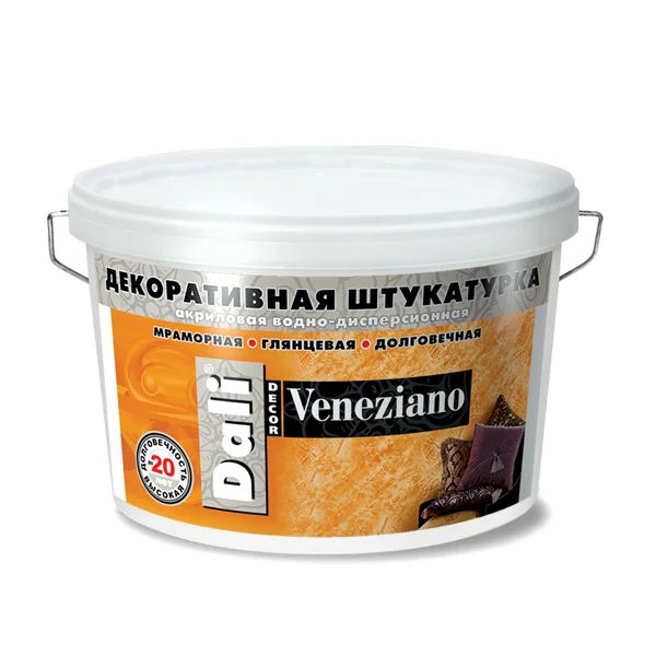 Штукатурка декоративная Dali-Decor "Veneziano" белая, 7кг ( Т-ра перевозки не ниже +5град)
