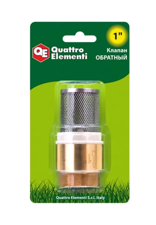 Обратный клапан QUATTRO ELEMENTI с несъемной сеткой, внутр. резьба 1", латунь Обратный клапан QUATTRO ELEMENTI с несъемной сеткой, внутр. резьба 1", латунь