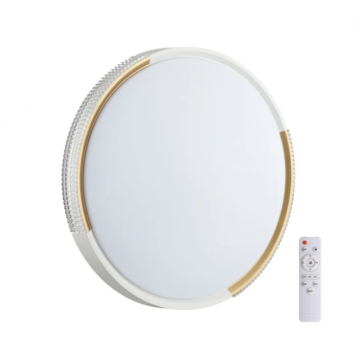 Светильник 7612/EL PALE SN 032 пластик/белый/золотистый LED 72Вт с ДУ 3000-6000К D490 IP43 пульт ДУ VELIO